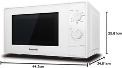 Panasonic NN-E20JWMEPG Microwave Oven with Glass Turntable, 20L, 800W, Defrost, 5 Power Levels, Timer, White