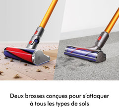 Dyson V8 Advanced™ Aspirateur Balai sans Fil – 130 AW, 40 Min d’autonomie, Brosse Motorbar Auto-démêlante, Accessoires combinés, Station Murale, Argent/Nickel