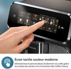 Philips Série 2200 Machine Expresso Automatique - 2 Boissons, Mousseur à Lait Classique, Écran Tactile, Broyeur Céramique, Aroma Seal, Noir Mat (EP2220/10)