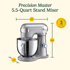 Cuisinart SMD-50BC Precision Pro Mélangeur numérique sur pied de 5,5 litres, métal, doublure argentée