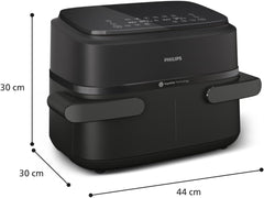 Philips Air Fryer 3000 Series Double Basket - Healthy, Fast and Versatile Cooking, 9 Litre Capacity, Touch Screen, Two Drawer Design (NA350/00)