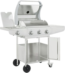 Furniture Select-Barbecue à gaz avec 4 brûleurs en acier inoxydable Argenté