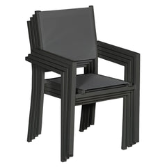 Lot de 8 chaises en aluminium anthracite - textilène gris Happy Garden