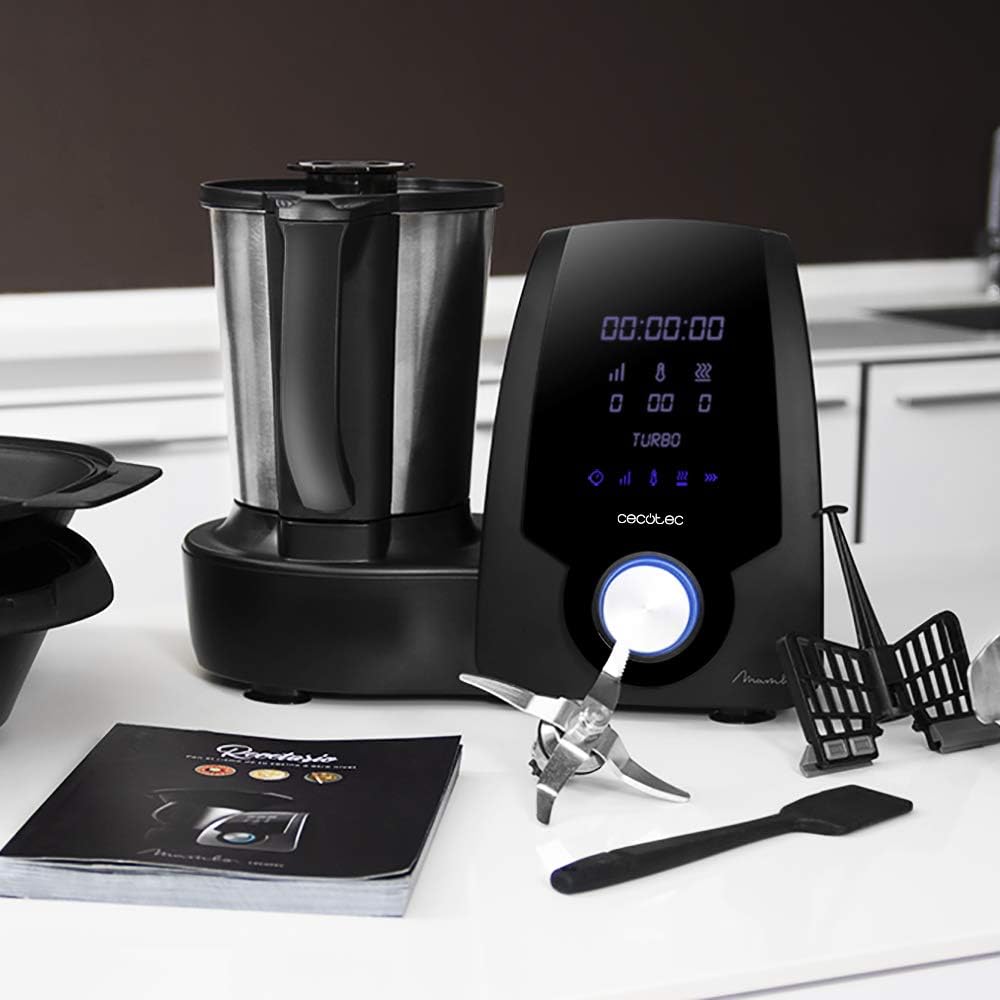 Cecotec Robot de Cuisine Mambo Black. 23 Fonctions, 10 Niveaux de Température, 1700W, 2,5 kg de Pâte, Cruche de 3,3L, 10 Vitesses, Minuterie, Température Réglable de 37 °C à 120 °C