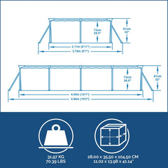 Bestway Steel Pro Frame Piscine carrée sans pompe en acier Bleu 400 x 211 x 81 cm bleu 56405