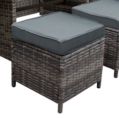 Salon de Jardin 9 personnes & Coffre de Rangement en Rotin – Gris Jardi