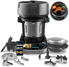 Cecotec Robot de Cuisine Mambo Black. 23 Fonctions, 10 Niveaux de Température, 1700W, 2,5 kg de Pâte, Cruche de 3,3L, 10 Vitesses, Minuterie, Température Réglable de 37 °C à 120 °C