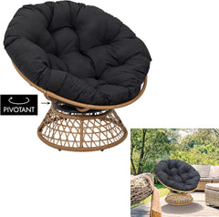 HOME DECO FACTORY, Fauteuil Pivotant Extérieur, Chaise Relax Ronde, 1 Place Pivotant à 360°, Coussin Épais Grand Confort Inclus, Mobilier de Jardin pour Amenagement Balcon Terrasse Salon de Jardin
