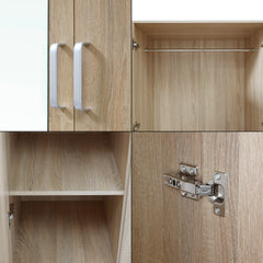 Armoire de chambre garde-robe moderne meuble de rangement intemporel 5 étagères 3 tiroirs + miroir MDF 176 x 120 x 52 cm effet chêne sonoma 03_0006369
