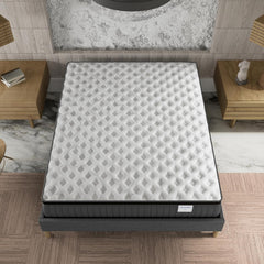 sensoreve November- Matelas Elekctra 140x190cm- Épaisseur 30cm- Hybride: Ressorts ensachés+Mousse Mémoire de Forme - Soutien Tonique & indépendance de Couchage-Label SANITIZED(Anti bactérien/acarien)