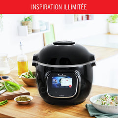 Moulinex Cookeo Touch Wifi Multicuiseur intelligent, Cuve 6 L, Haute pression, Guide pas à pas, 250 recettes intégrées, Application Moulinex CE902800, Noir