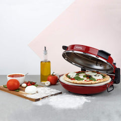 H.Koenig Four à Pizza électrique Professionnel Portable NAPL350, Multifonction, Tartes et Quiches, Grand Plateau en Pierre Céramique, Température 0 à 400°C, Minuterie, Roulette et Pelle en bois