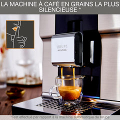 Krups Machine à café broyeur à grain, Ecran tactile couleur, 11 recettes préenregistrées, Indicateurs lumineux intuitif, accès bacs en frontal, Nettoyage facile, Intuition Préférence EA873810