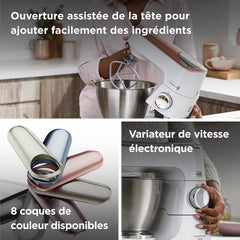 Kenwood Titanium Chef Baker KVC65.001WH, Pastry Robot with Integrated Scales, Including 3-Piece Pastry Set, Spatula & Splash Protection, 1200 W, White