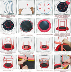 Trampoline pour Enfants, Trampoline réglable pour bébé avec Panier de Basket-Ball, Trampoline intérieur et extérieur de 200 kg avec enclos