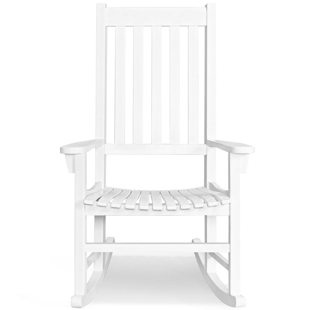Fauteuil Bascule en Bois d'Acacia Chaise Berante pour Jardin Pelouse Balcon Blanc -