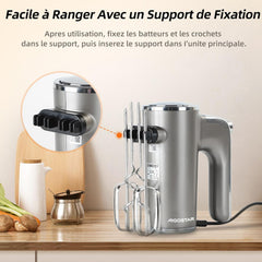 Aigostar Adela - Batteur Électrique, Batteur à Main Électrique Ultra Puissant de 400W. 5 Vitesses + Turbo, Bouton D'éjection. 1 Support de Rangement et 2 Batteurs et 2 Crochets Pétrisseurs.