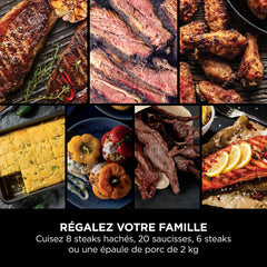 Ninja Woodfire Barbecue électrique et fumoir Pro XL avec thermomètre, barbecue et Air fryer d'extérieur 4-en-1 avec système Smart Cook et granulés Woodfire, portatif, gris/noir, OG850EU