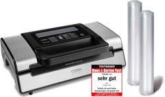 Caso FastVac 500, Professional Commercial Vacuum Sealer, Stainless Steel, Double Piston Pump, 15 Litres/Minute, Includes 2 Free Foil Rolls
