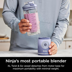 Ninja Blast Max, Portable Blender + Twist & Go, Personal Smoothie, Blend, Ice Crush, 3 Programs, Cordless, 22 oz removable Vessel, Dishwasher Safe, Leakproof, Navy, BC251NV