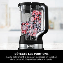 Ninja Detect Power Blender Processor Pro 3-en-1, mixeur 1200W, bol à mélanger, lame malaxeur, gobelet individuel, récipient, pétrir, mixer, hacher et mélanger, noir, TB401EU