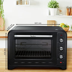 Moulinex Four électrique 39 L, 7 modes de cuisson, Chaleur tournante, Thermostat réglable jusqu’à 240° C, Tournebroche, Minuteur 120 min, Grille réversible, Optimo noir OX485810