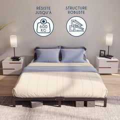 Dreamzie Cadre de Lit 160x200 avec Sommier - Sommier 160x200 avec Pieds - Hauteur de 35 cm - Structure Solide, Assemblage Facile et Espace de Rangement