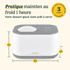 Cuisinart Sorbetière - Fait de la crème glacée, du gelato, du sorbet et du yogourt glacé en 40 minutes - Desserts maison - Facile à utiliser - Acier inoxydable - ICE100BCU