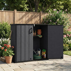 Tangkula 175 Gallon All-Weather Outdoor Storage Box with Lockable Door & Removable Shelf