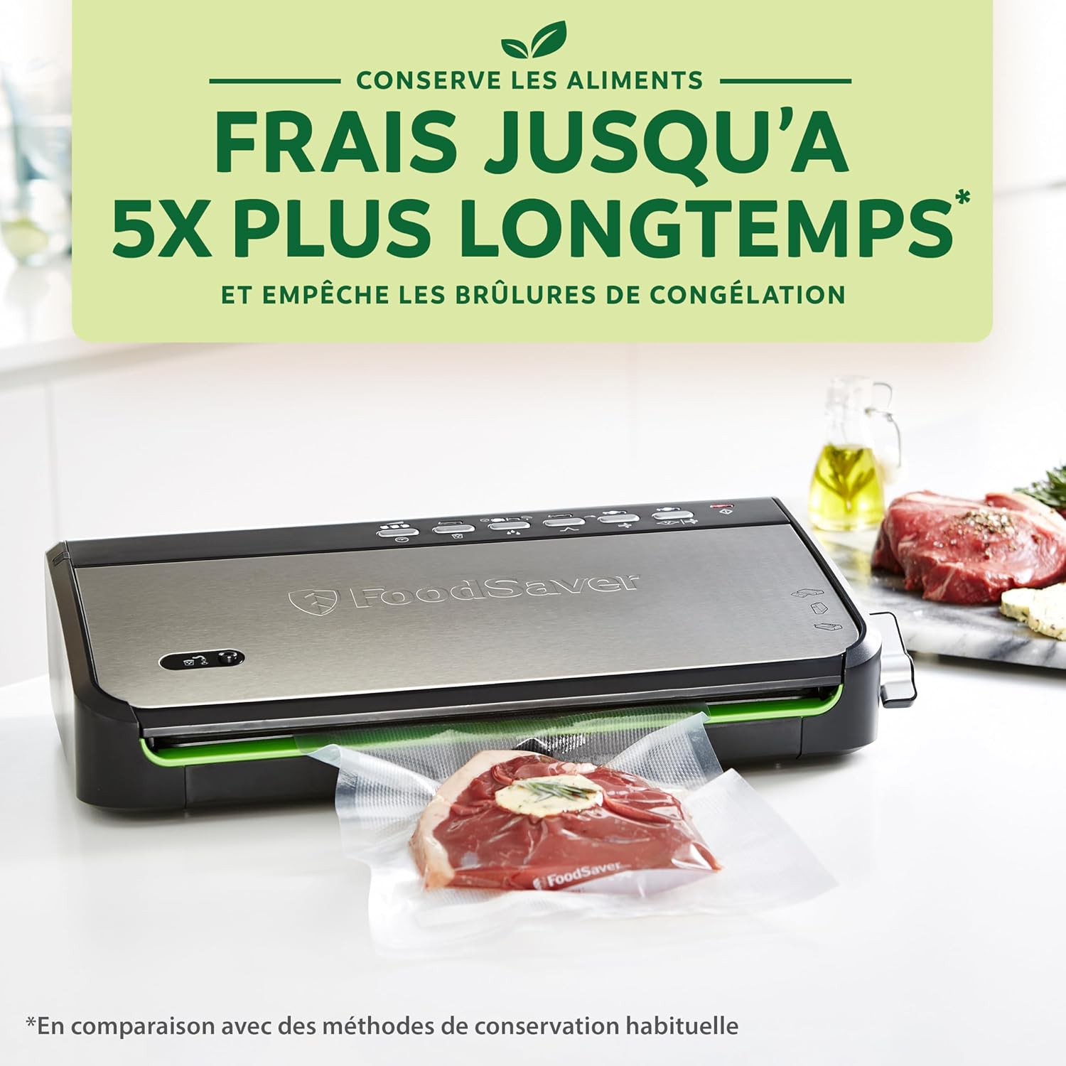 FoodSaver FFS005X Machine sous Vide avec Compartiment de Rangement pour Rouleau et Cutter, Fonction Pulse pour Aliments Fragiles, Inclus Accessoires et Sacs de Mise sous Vide Assortis
