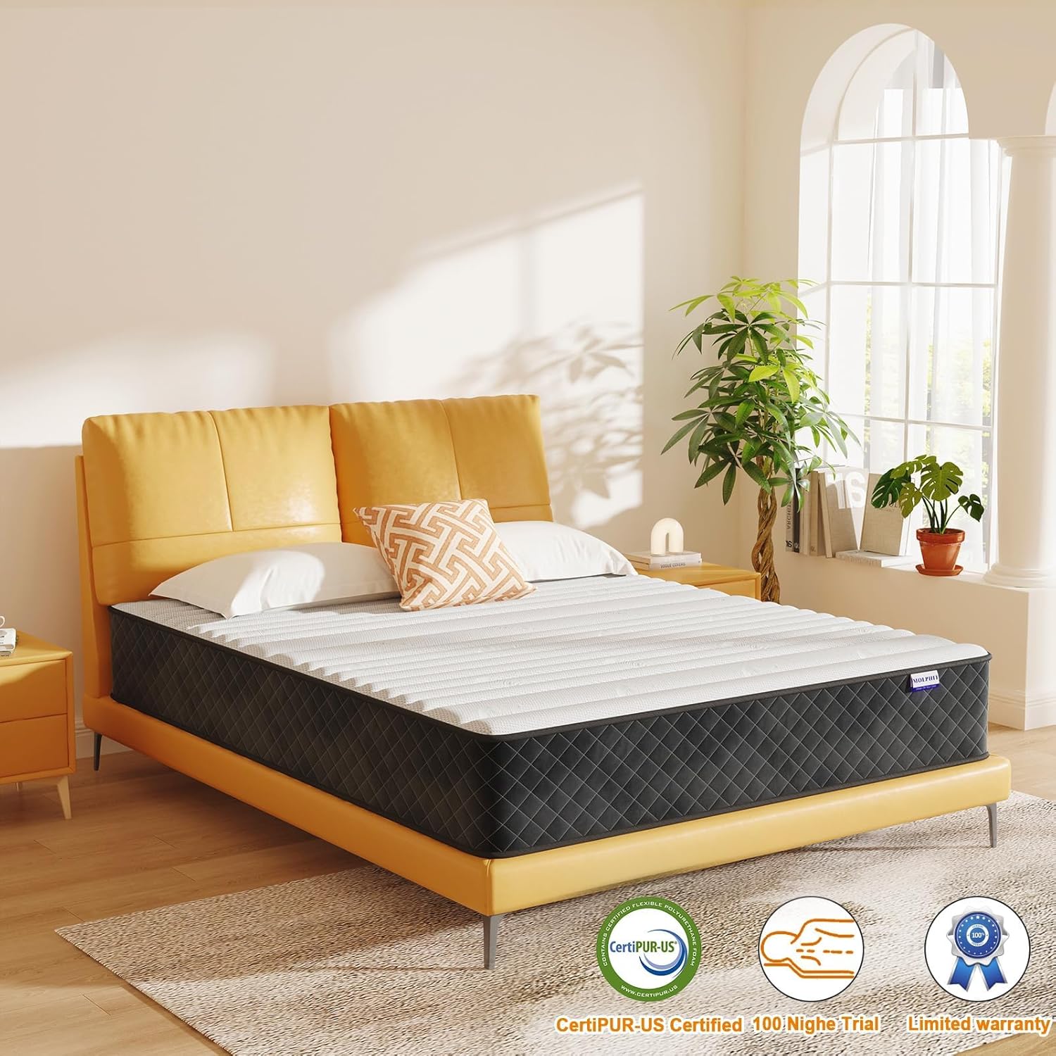MOLPHIT Oeko-TEX Certified Mattress 90 x 190 cm, Thickness 25 cm, Independent Pocket Sprung Mattress, Adult and Children's Bed Mattress, Single Mattress, Perfect Support, Durable and Quiet