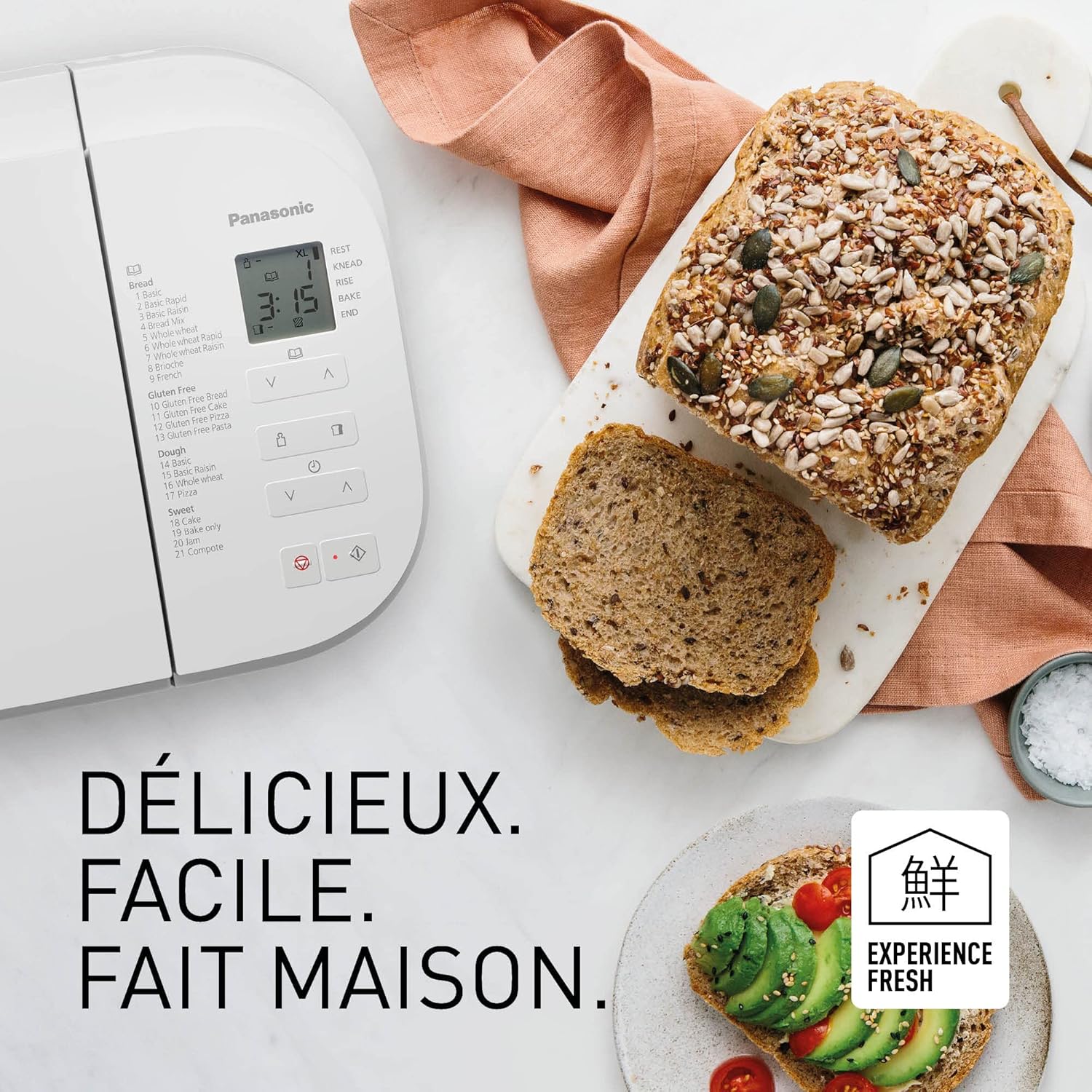 Panasonic SD-YR2550SXE Automatic Bread Maker, Raisin, Nut and Yeast Dispensers, 31 Auto Programs, Dual Temperature Sensor, 13 Hour Digital Timer, LCD Display, Silver