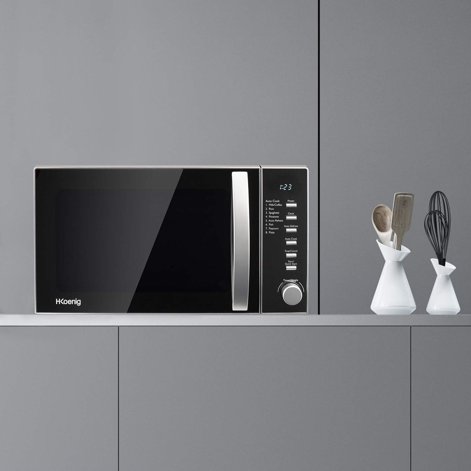 H.Koenig Compact Design Microwave 20L VIO4, Powerful 700W, Turntable 24.5 cm, Multifunction 5 Heating Levels and Defrost Function, Timer up to 30 min, Fast, Worktop