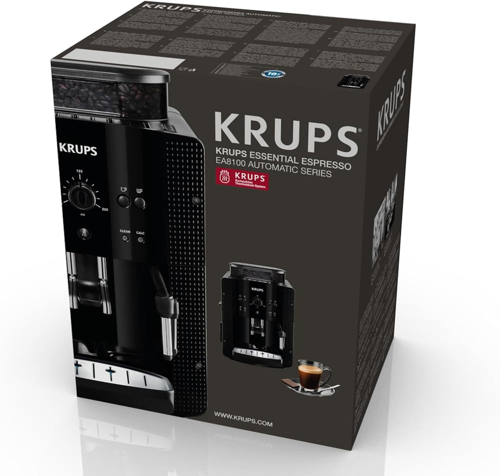 Krups EA8108 fully automatic coffee machine (automatic cleaning, 2 cup function, milk system with CappucinoPlus nozzle, 15 bar, coffee machine, espresso) black