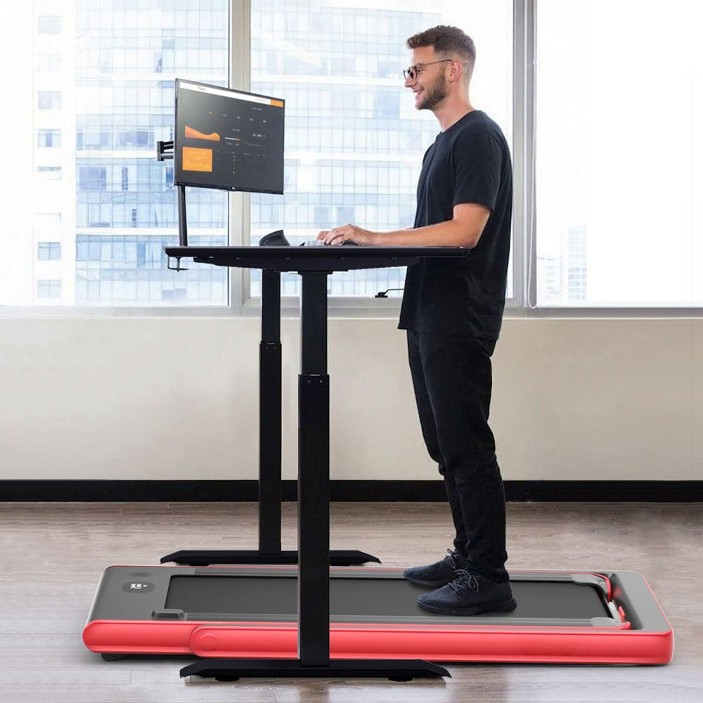 Tapis de Course Pliable 0,75HP Double Affichage LED APP et Télécommande Vitesse Motorisé 12 km/h Surface 40x100cm Rouge