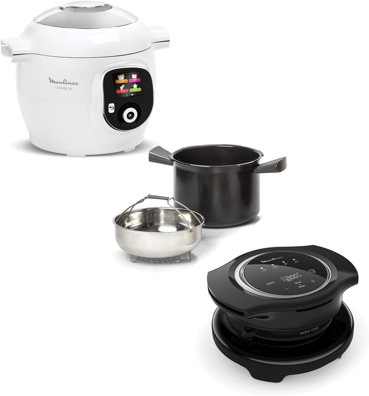 Moulinex Cookeo Mini Smart High Pressure Multicooker, 3L, 2 People, 150 Built-in Recipes, Unattended Cooking, Step-by-Step Guide, Compact, Moulinex App CE880410