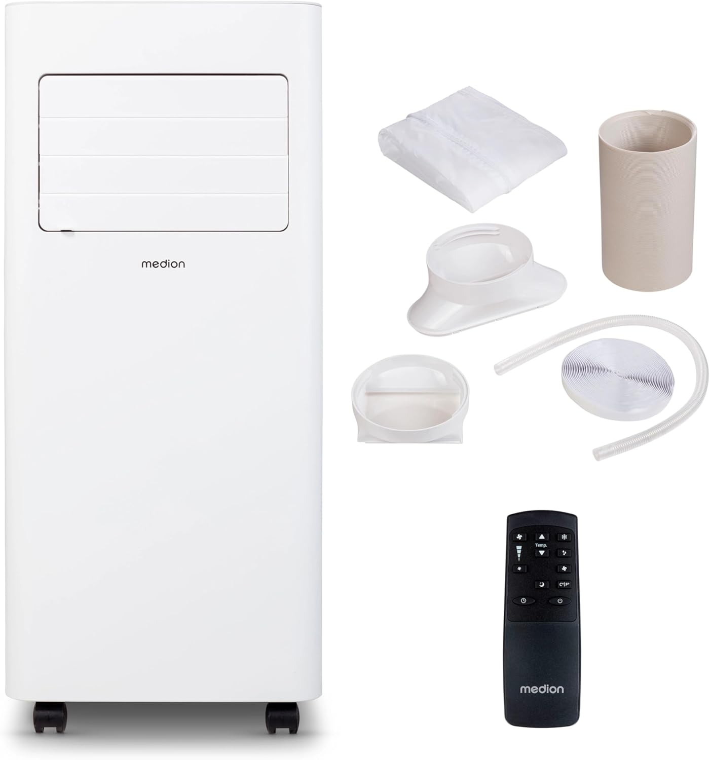 MEDION Smart Climatiseur Mobile P1002 (10000 BTU, 3-en-1, Refroidir, Déshumidification, Ventilation, jusqu'à 34m², kit de joint de fenêtre, mode sommeil, contrôle Wifi, Télécommande, Écran, MD 37733)