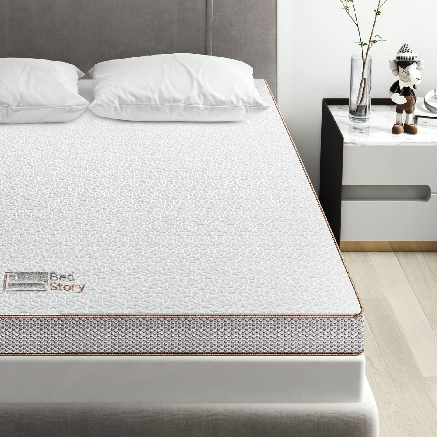 BedStory [Nouvelle Technologie] Surmatelas 160 x 200 à Mémoire de Forme de 7.5CM, Surmatelas de Haute Densité avec Gel Plus Respirant, Housse Amoivible et Lavable