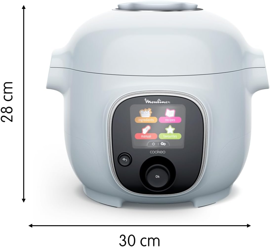 Moulinex, Cookeo Multicuiseur intelligent 6L, 150 recettes intégrées, Cuisson sans surveillance, Ecran intuitif, Guide de cuisson, Application MyMoulinex, 1600W, Blanc, 15 ans réparabilité