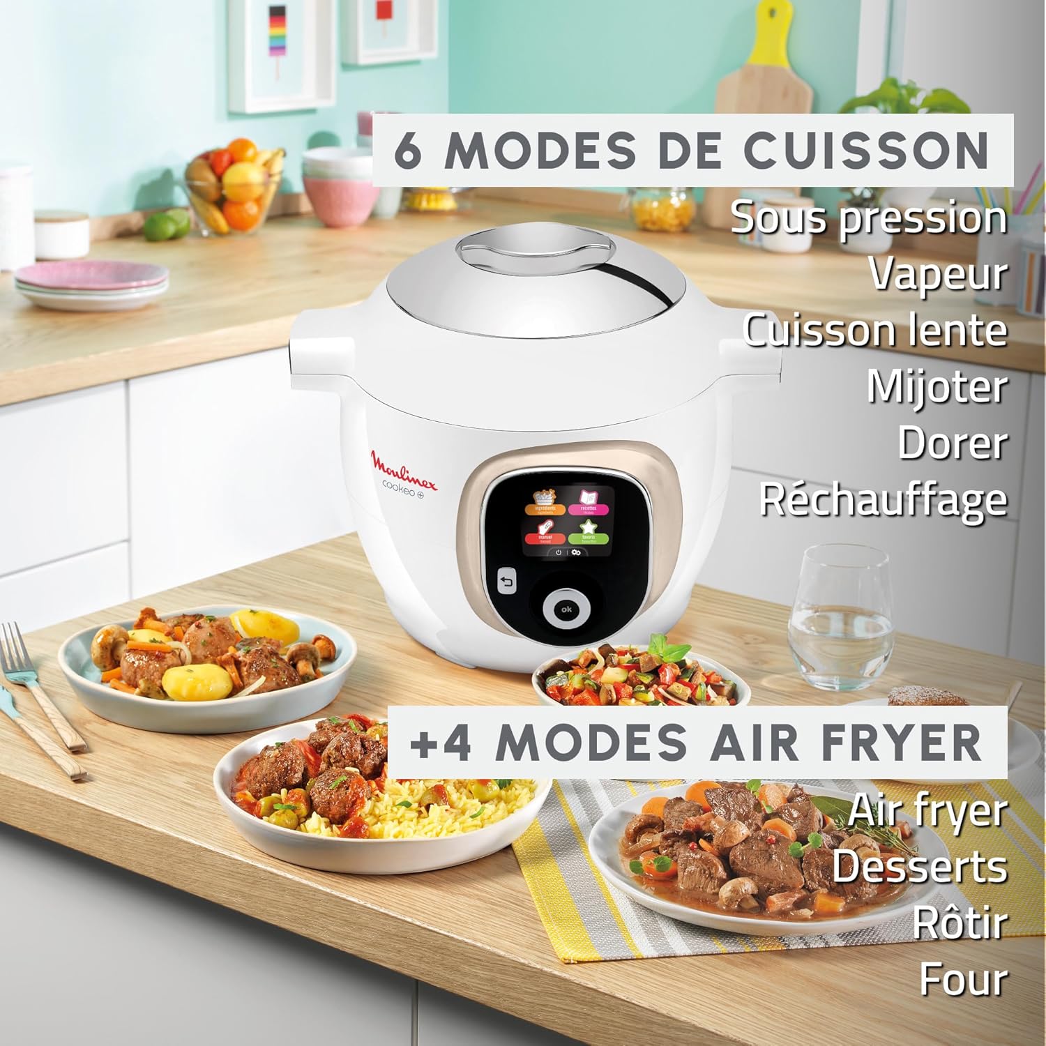 Moulinex Cookeo Mini Smart High Pressure Multicooker, 3L, 2 People, 150 Built-in Recipes, Unattended Cooking, Step-by-Step Guide, Compact, Moulinex App CE880410
