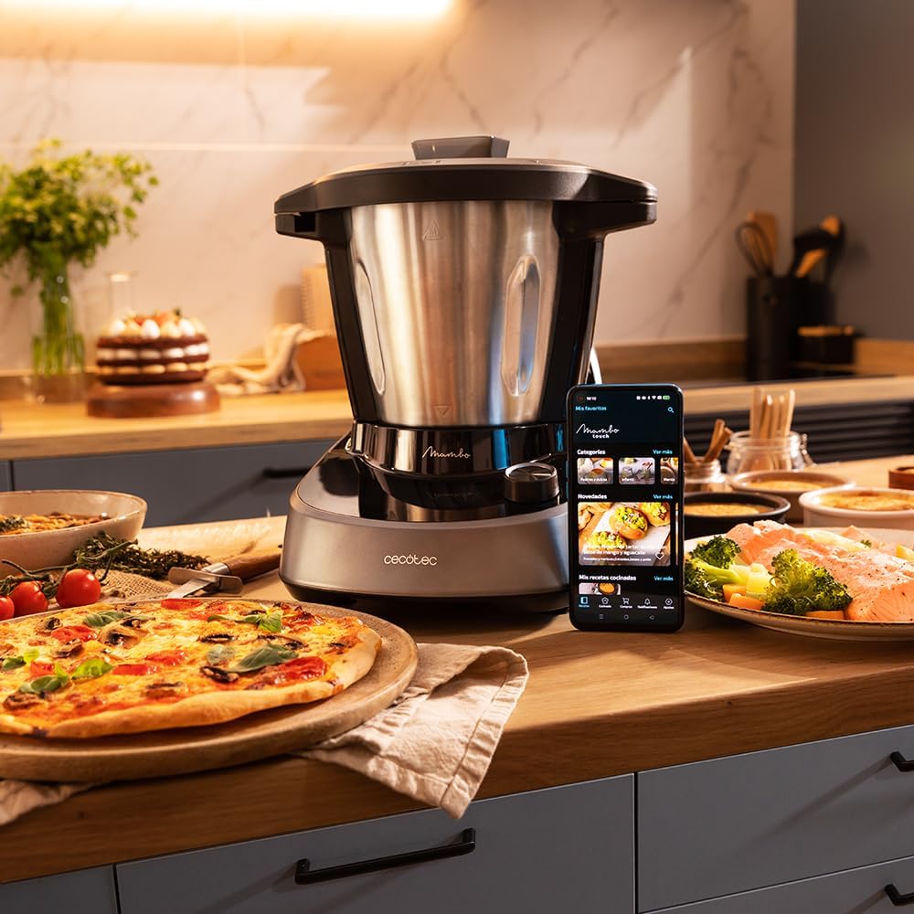 Cecotec Robot de Cuisine Mambo Black. 23 Fonctions, 10 Niveaux de Température, 1700W, 2,5 kg de Pâte, Cruche de 3,3L, 10 Vitesses, Minuterie, Température Réglable de 37 °C à 120 °C