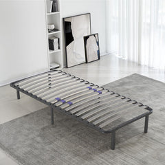 SAMPUR - Essential bed base 140 x 200 cm | Durable and comfortable | Feet included | Adjustable slats | Epoxy lacquered metal frame | Quick and easy assembly