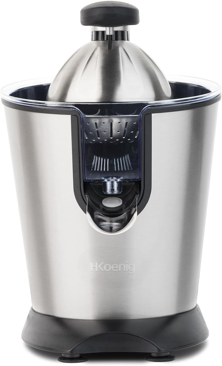 H.Koenig AGR80 160W Professional Electric Citrus Juicer Stainless Steel Lever and Filter Drip Free BPA Free Dishwasher Safe Parts
