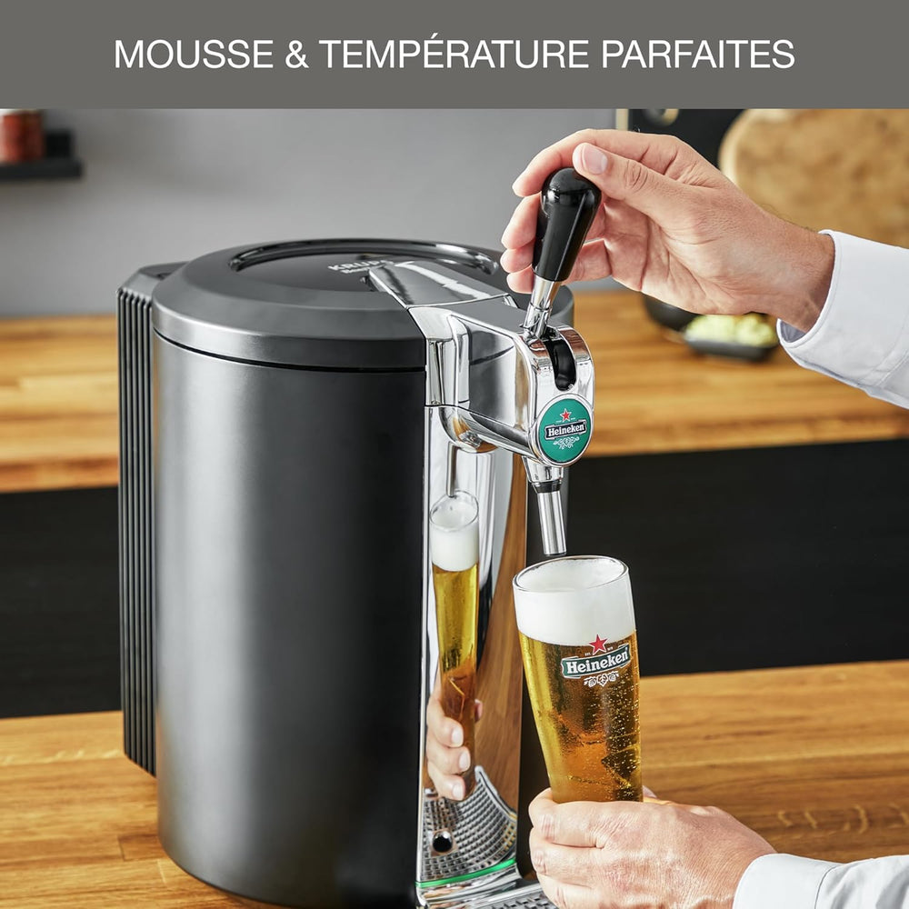 Krups Beertender Draft Beer Machine, 5 L Kegs, Heineken Group Brands, Indicator Light, Perfect Temperature and Foam, Cold Beer, Easy Installation, Compact VB452E10
