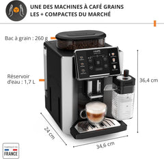 Krups Sensation C50, Machine à café grains, machine expresso, 5 boissons accès direct, Interface tactile, Facile à utiliser, Nettoyage automatique, Buse vapeur Cappuccino, Fabriqué en France EA910810