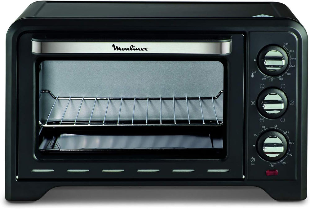 Moulinex Four électrique 39 L, 7 modes de cuisson, Chaleur tournante, Thermostat réglable jusqu’à 240° C, Tournebroche, Minuteur 120 min, Grille réversible, Optimo noir OX485810