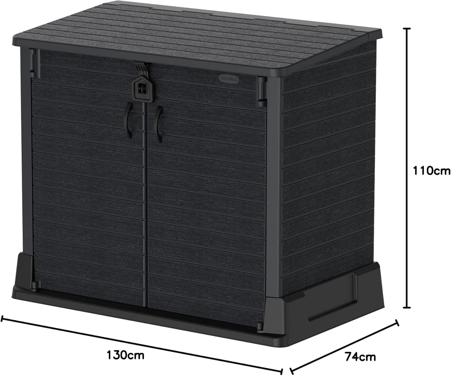 Duramax StoreAway 1200L Plastic Garden Shed/ Flat Lid, Outdoor Storage Shed, Wheelie Bin Hideaways, Wheelie bin box, Durable Construction, Ideal for Bikes, BBQs & 2x 240L Bins, 145x85x125 cm, Brown