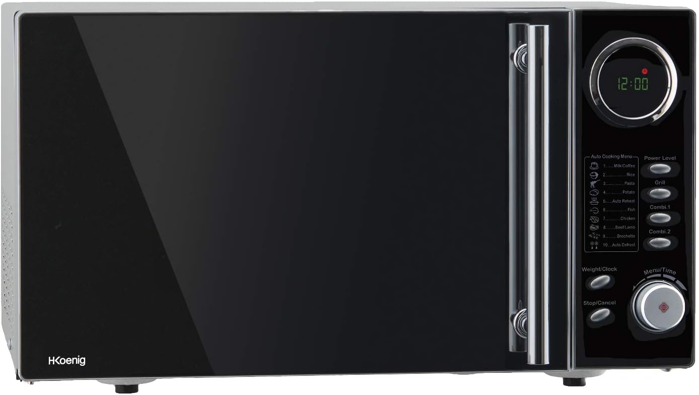 H.Koenig Micro-Ondes Four Grill 2 en 1 VIO9, 25L, Plateau tournant 27cm, 10 modes de cuisson jusqu’à 1000W, Décongélation, Cuisson combinée, écran LCD [Classe énergétique A+]