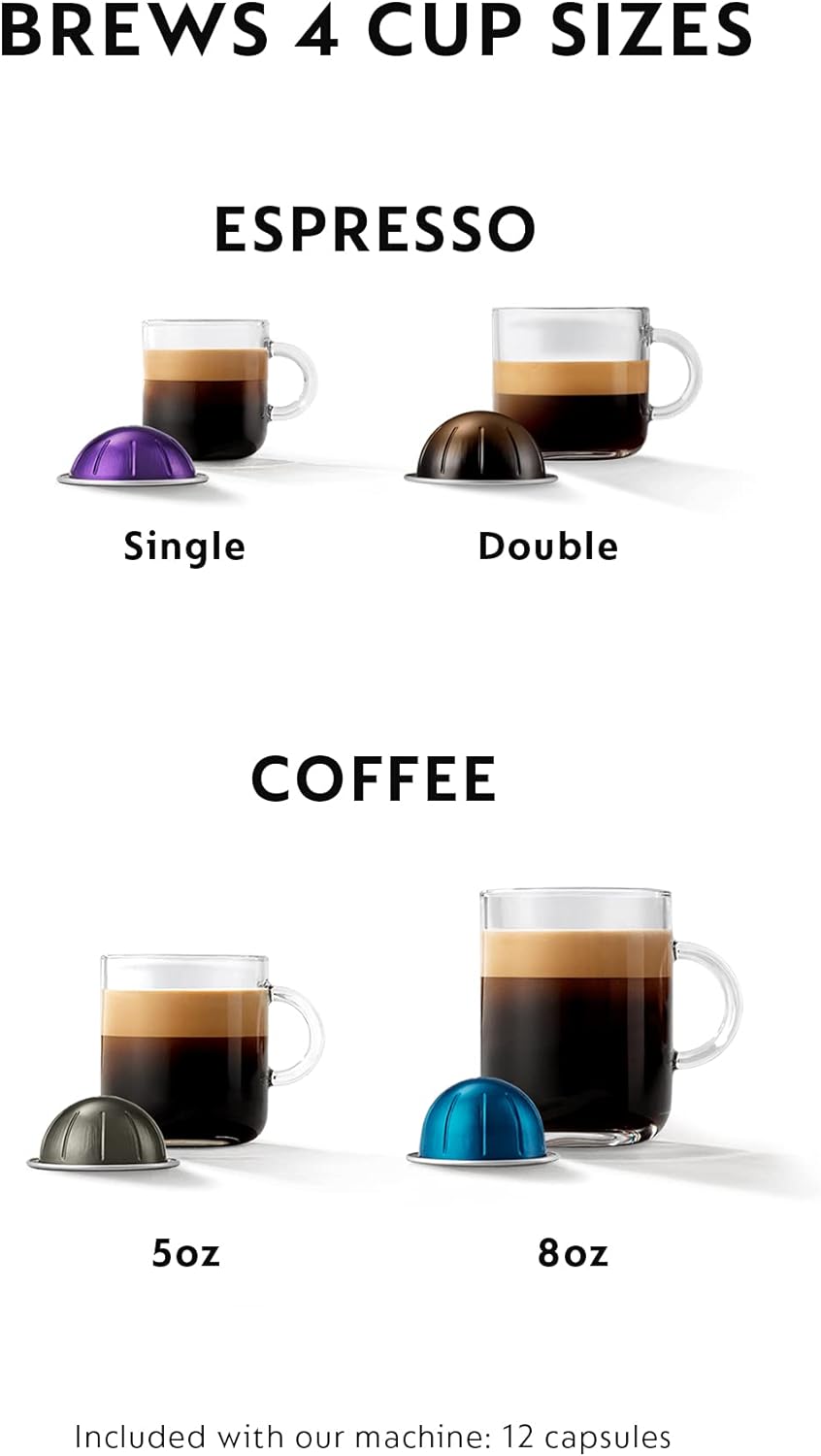 Nespresso Vertuo Plus Deluxe Coffee and Espresso Maker by De'Longhi, Matte Black