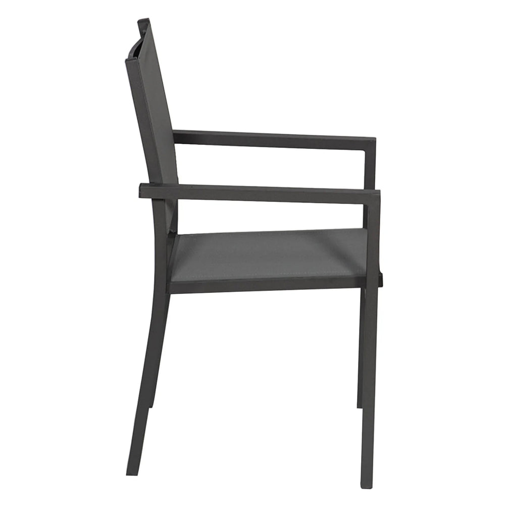 Lot de 8 chaises en aluminium anthracite - textilène gris Happy Garden